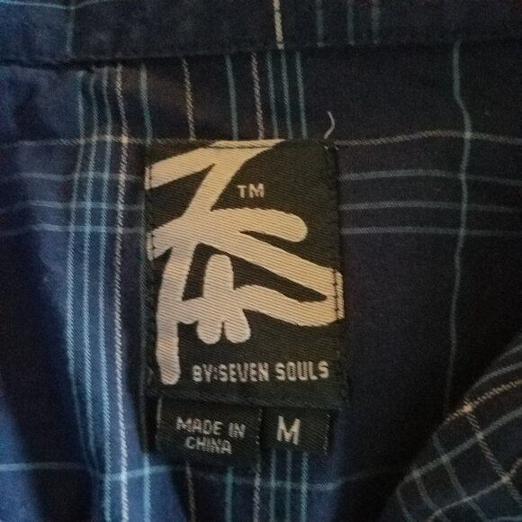 Seven Souls Embroidered Short Sleeve Button Up 100% Cotton Medium - Picture 9 of 13